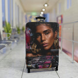 Portrait Art Luggage Cover — Bold Woman Face Travel Protector