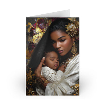 Mother and Child Greeting Card – Luxurious Gold Portrait Card for New Moms, Mother’s Day, Baby Shower