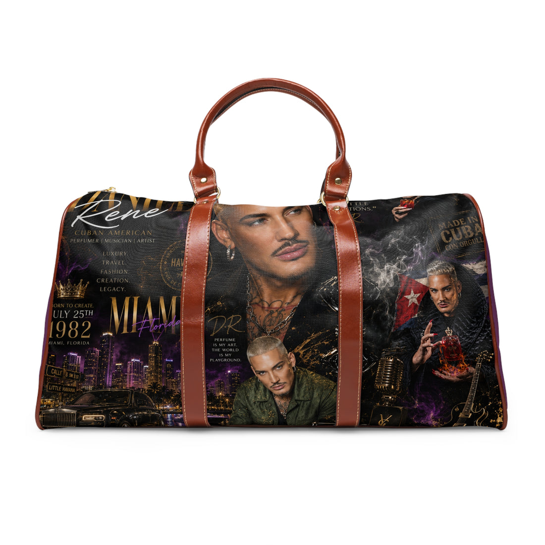 Daniel Rene Waterproof Travel Bag — Miami Retro Celebrity Collage Duffle