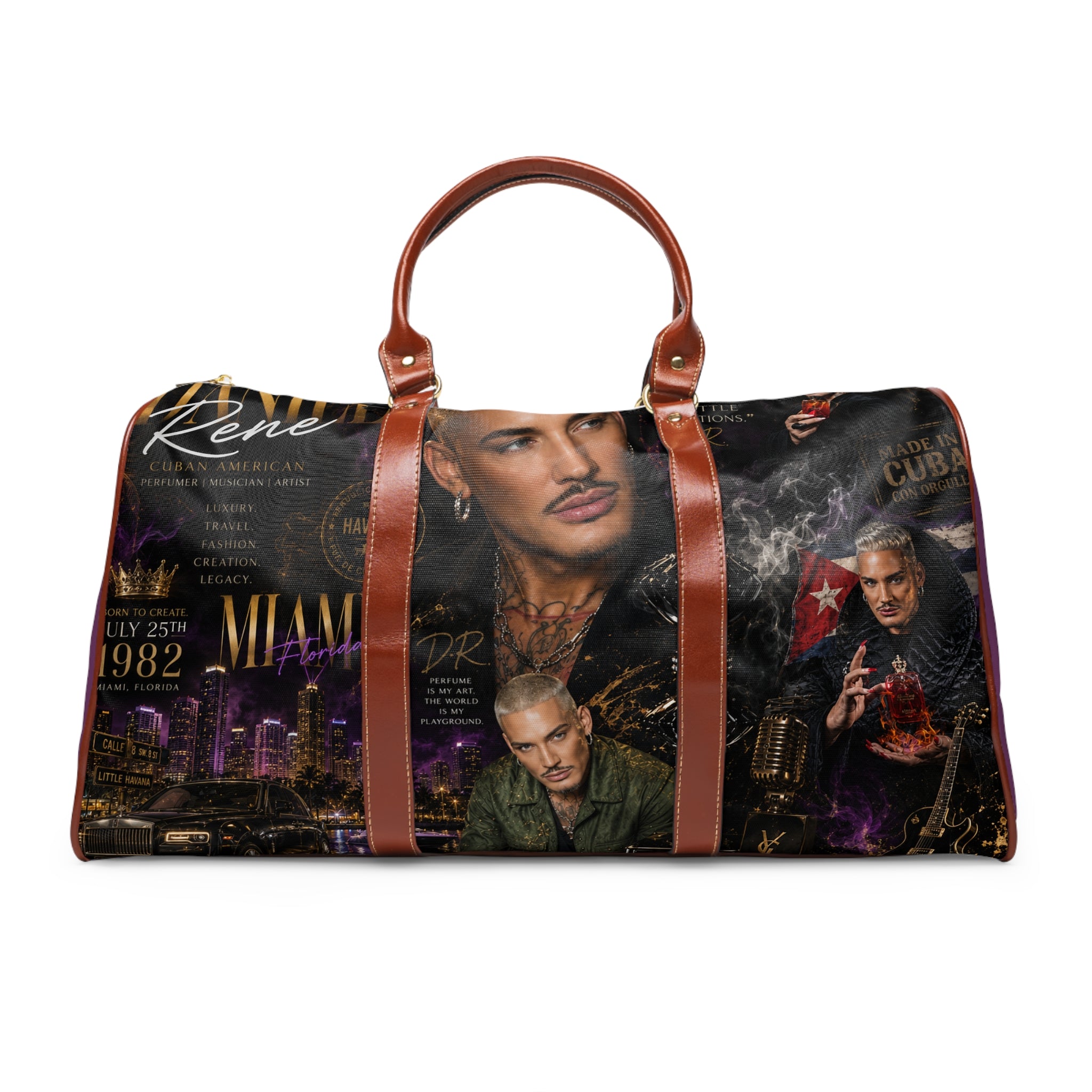 Daniel Rene Waterproof Travel Bag — Miami Retro Celebrity Collage Duffle