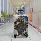 Cityscape Double Exposure Luggage Cover — Artistic Urban Portrait Travel Protector