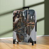Cityscape Double Exposure Luggage Cover — Artistic Urban Portrait Travel Protector