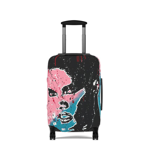 Unbothered Luggage Cover – Pink & Teal Pop Art Travel Protector