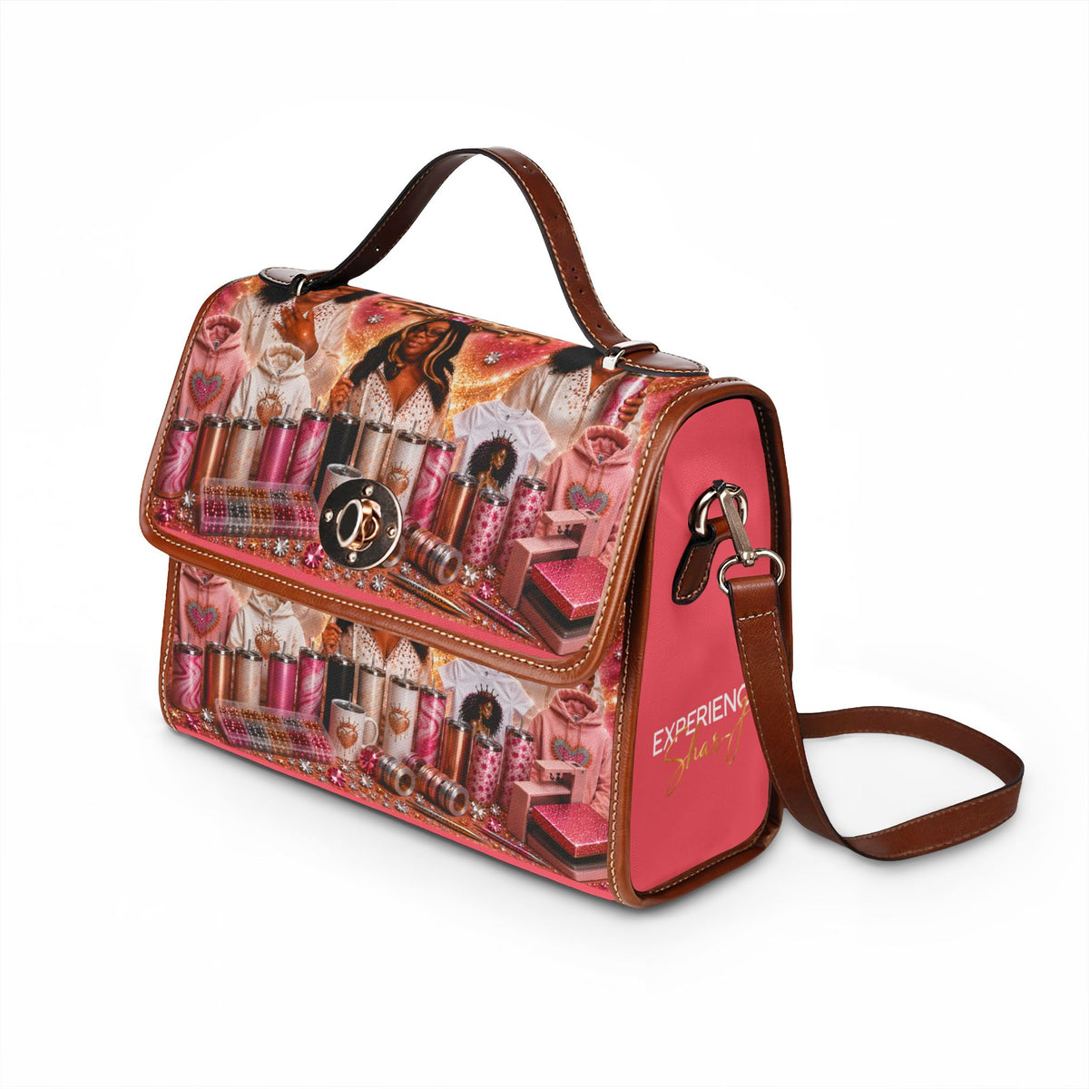 LOVEABLE CREATIONS 123 Cosmetic Glam Canvas Bag — Waterproof Makeup Print Handbag