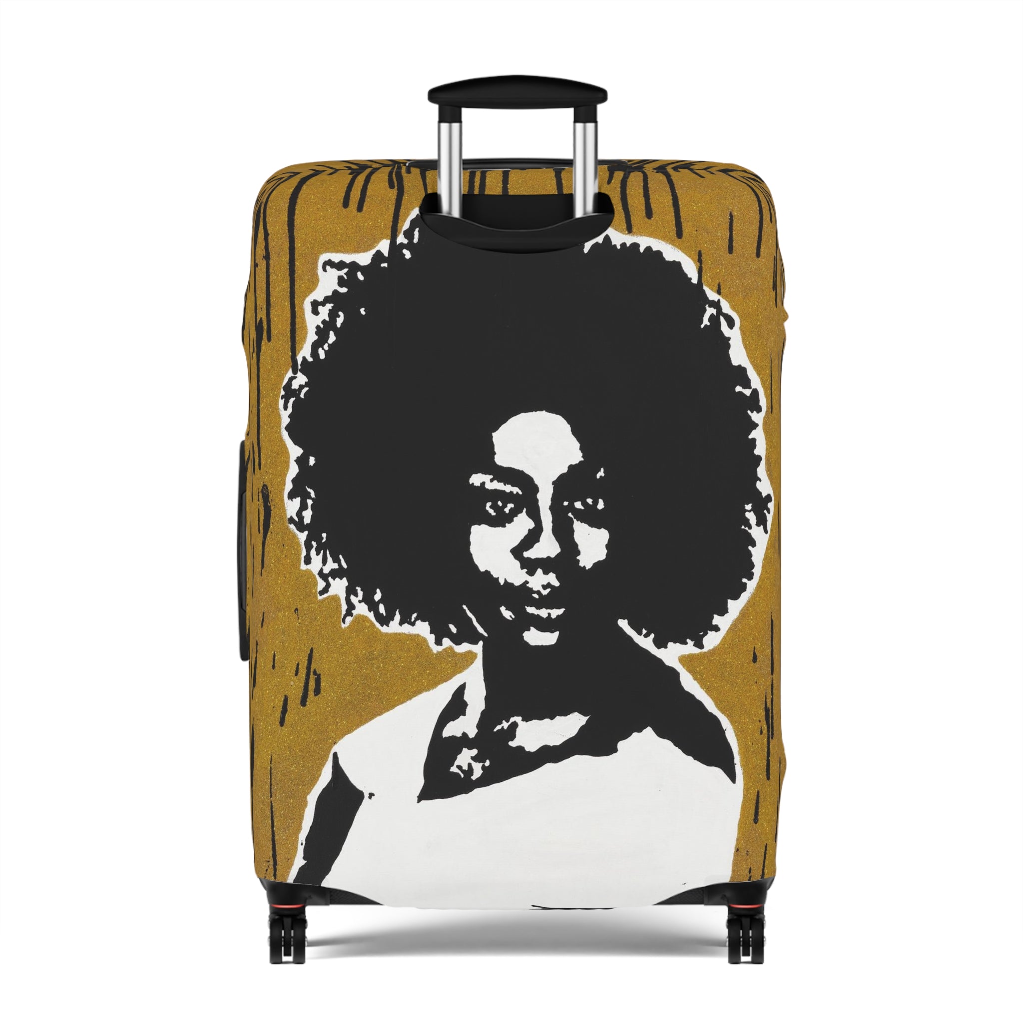 Afro Silhouette Luggage Cover – Bold Retro Black Woman Travel Protector
