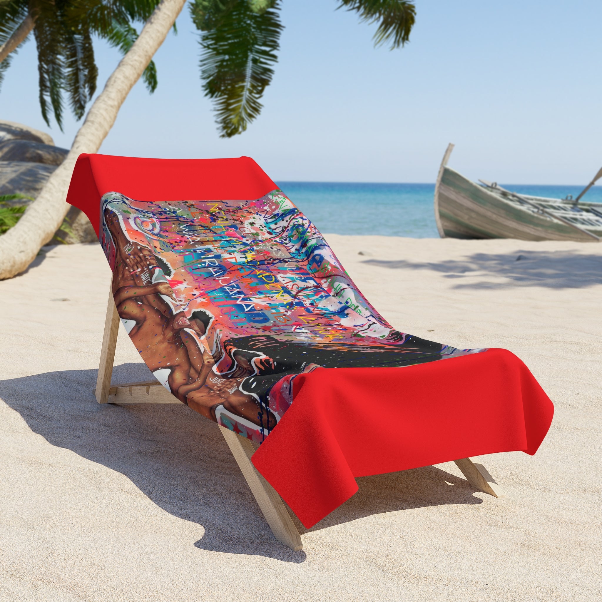 " No Hate Just Love -MLK Inspired" Beach Towel - Colorful Coastal Escape