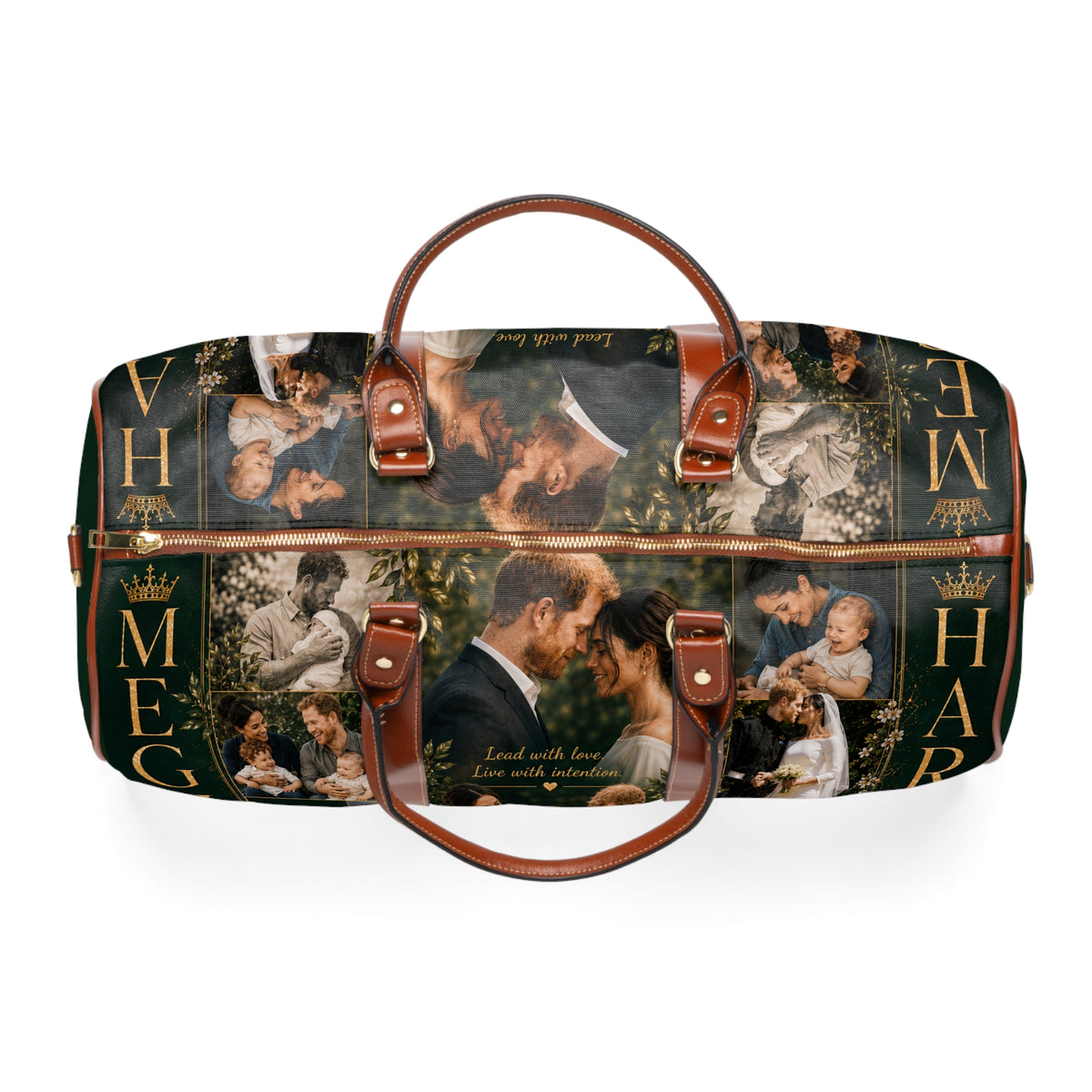 Personalized Royal Family Photo Waterproof Travel Bag — Custom Collage Duffel