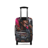 Vibrant Retro Hip-Hop Luggage Cover — Singer with Boombox Design