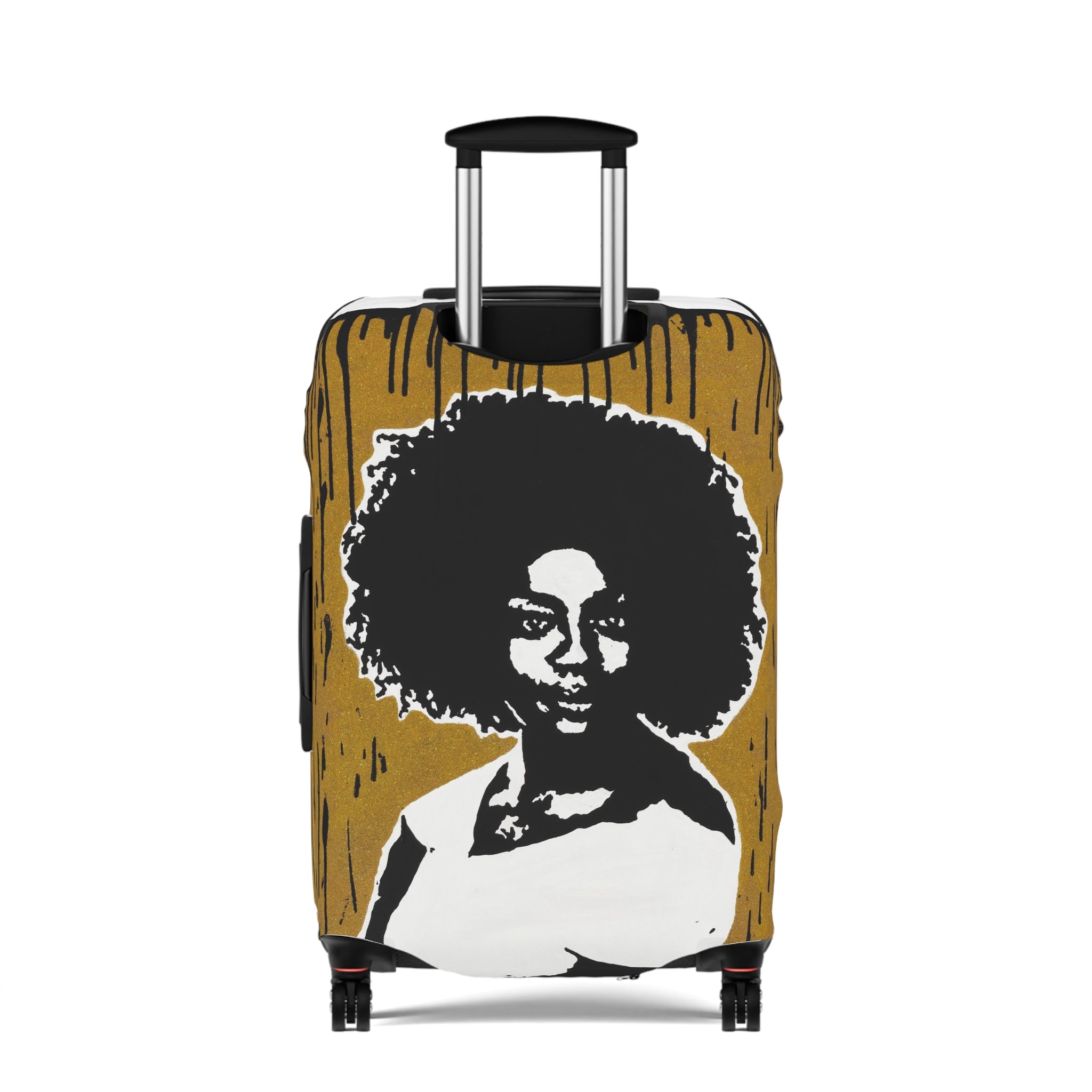 Afro Silhouette Luggage Cover – Bold Retro Black Woman Travel Protector