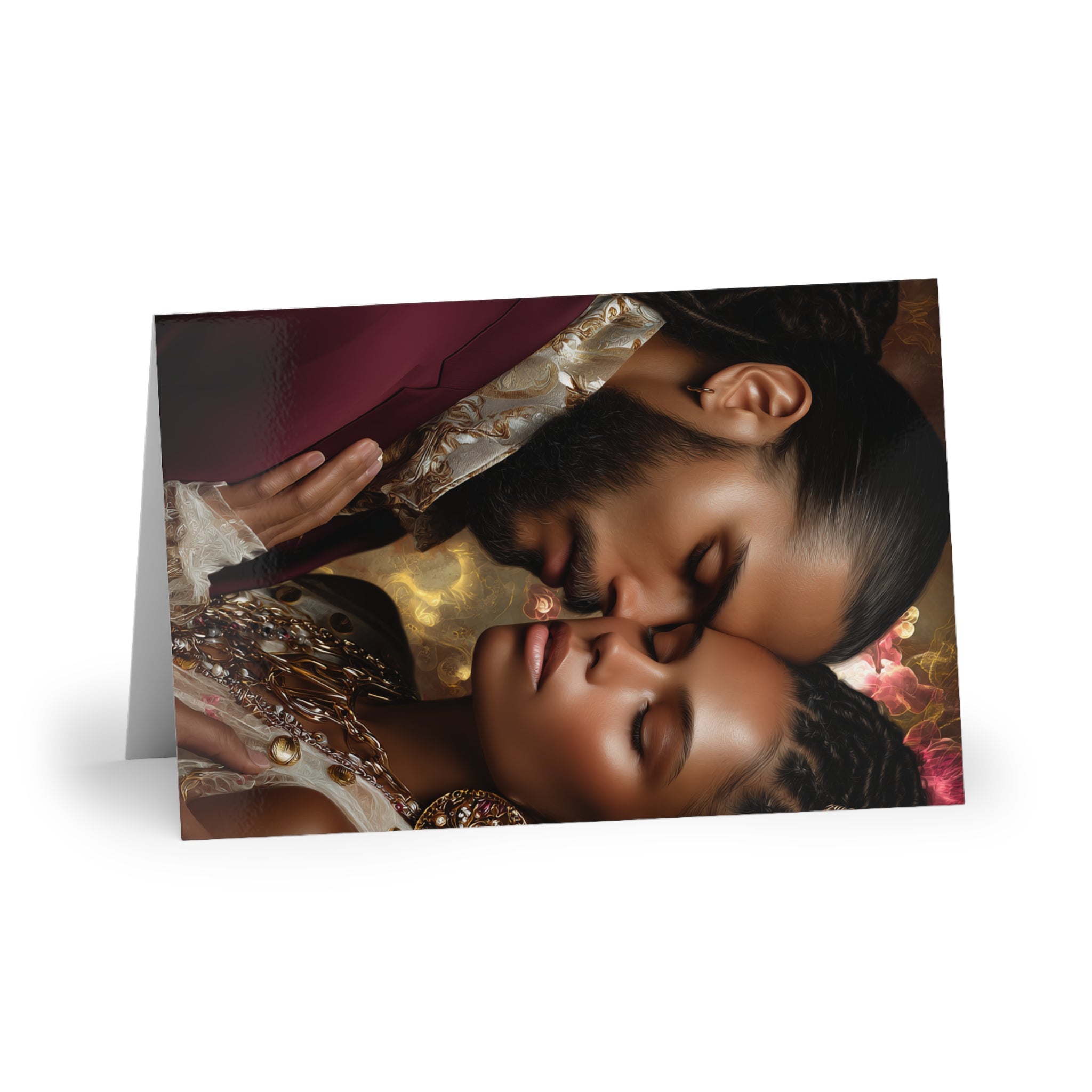 Romantic Portrait Greeting Card — Intimate Couple Art Card (1 or 10 pcs)