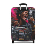 Vibrant Retro Hip-Hop Luggage Cover — Singer with Boombox Design