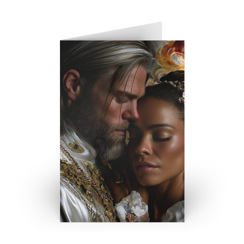 Romantic Royalty Greeting Card — Elegant Couple Art Card (1 or 10-pack)