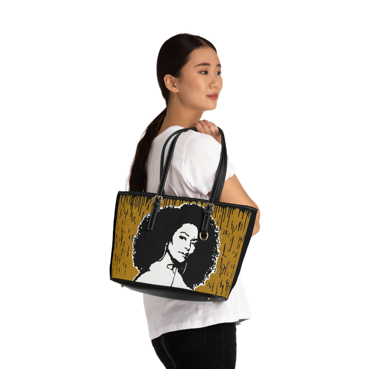 "Angela Bassett Gold Series Tribute"  PU Leather Shoulder Bag