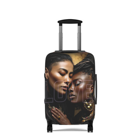 Luggage Cover – 'Love' Portrait Travel Suitcase Cover (Elegant Black Women Design)