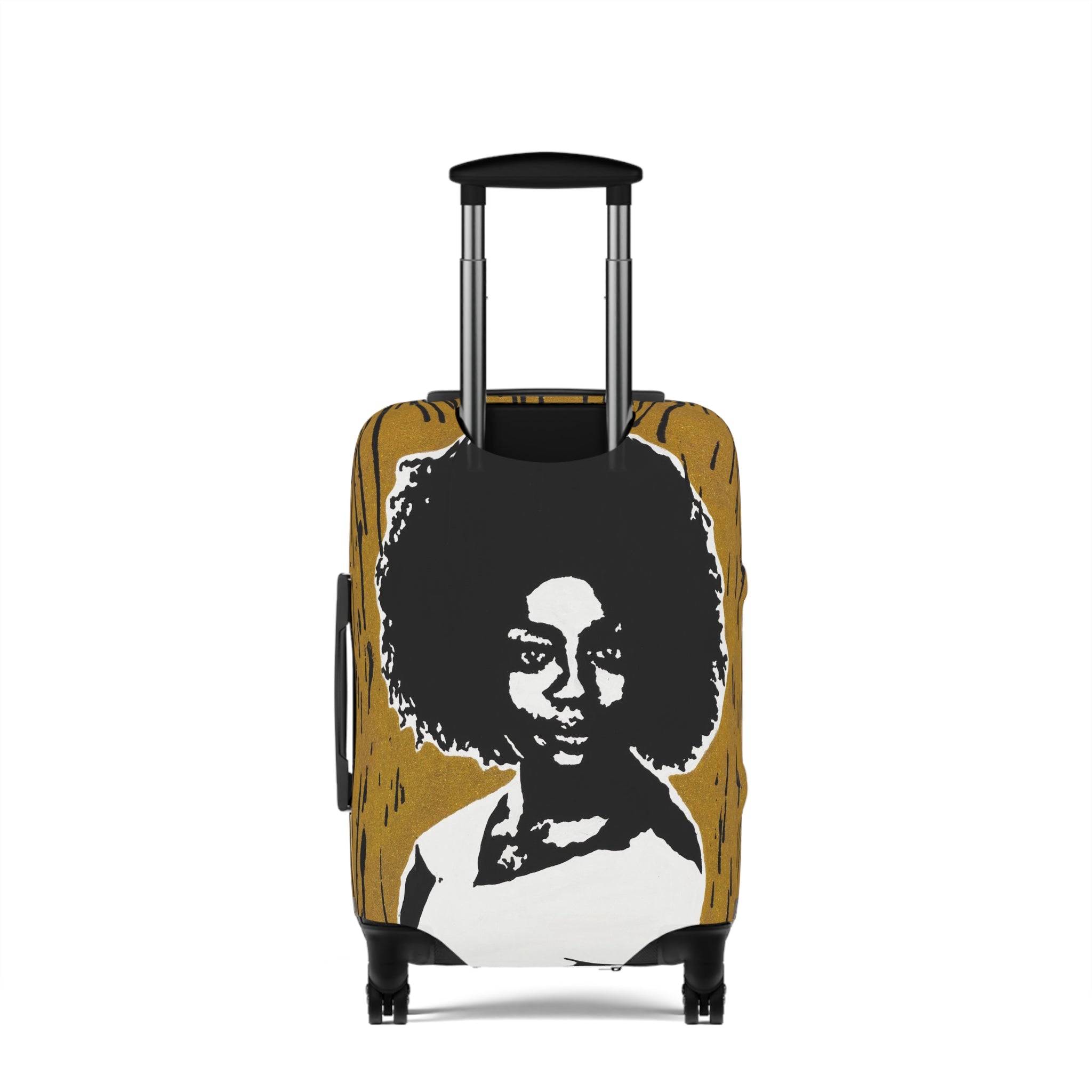Afro Silhouette Luggage Cover – Bold Retro Black Woman Travel Protector