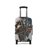 Cityscape Double Exposure Luggage Cover — Artistic Urban Portrait Travel Protector