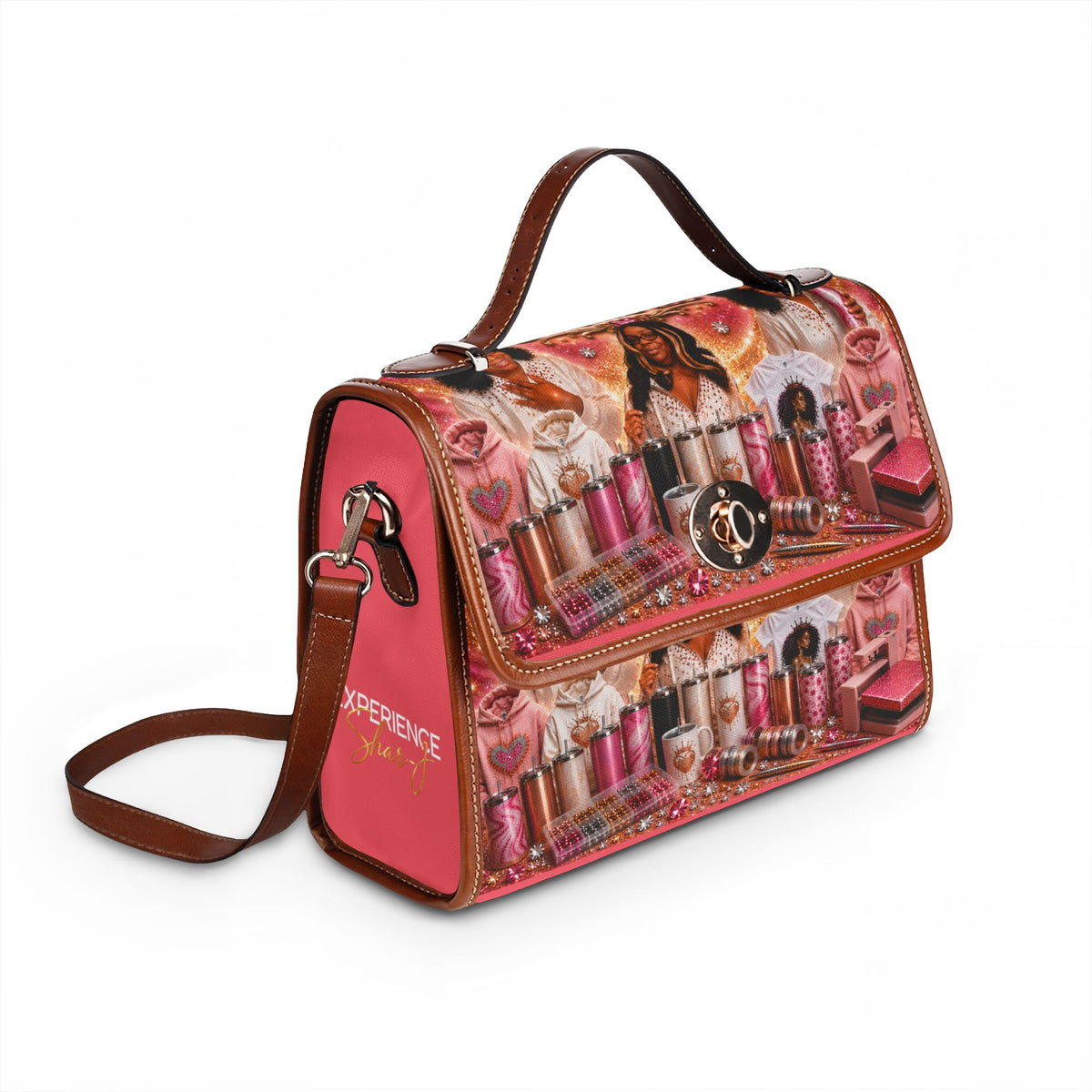 LOVEABLE CREATIONS 123 Cosmetic Glam Canvas Bag — Waterproof Makeup Print Handbag