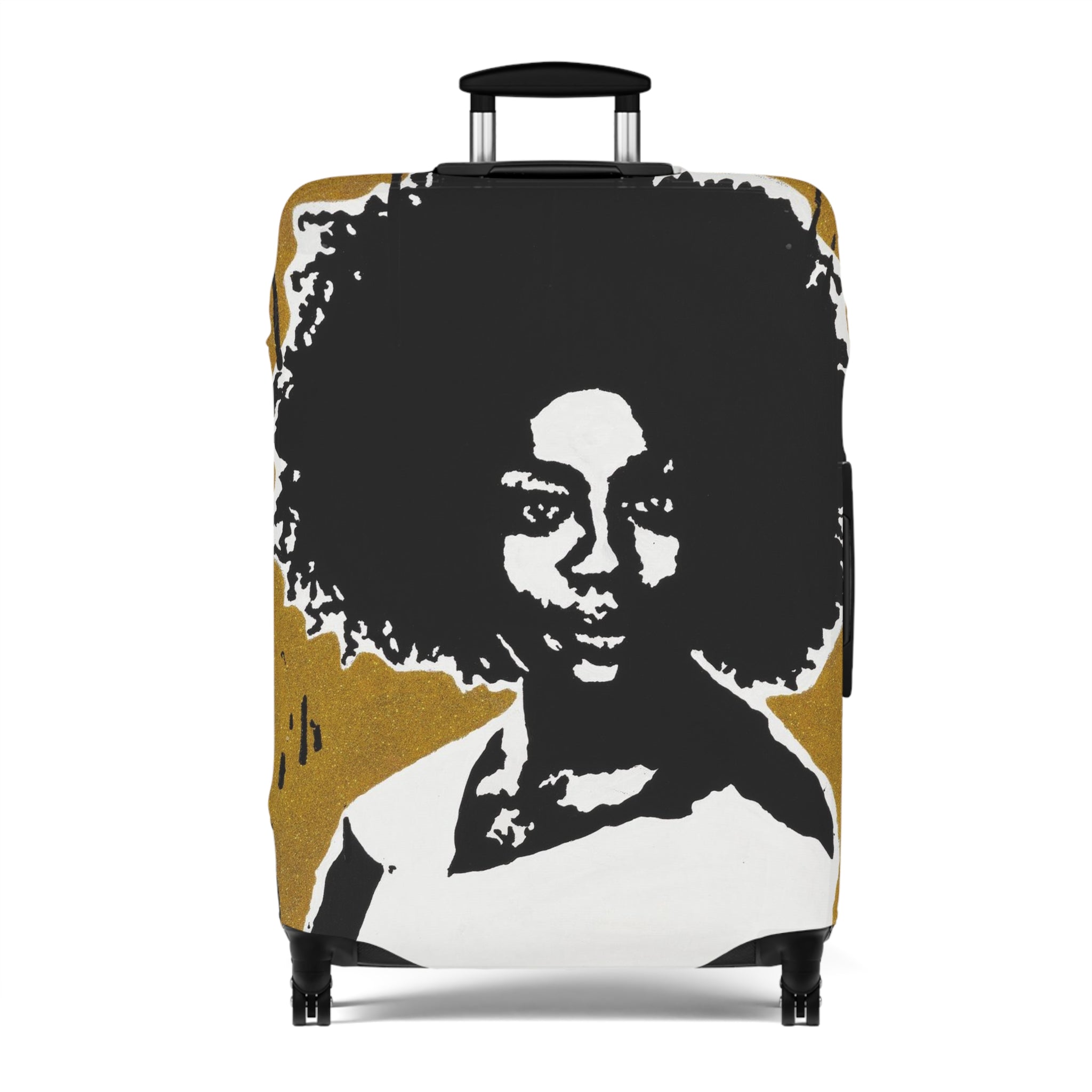Afro Silhouette Luggage Cover – Bold Retro Black Woman Travel Protector