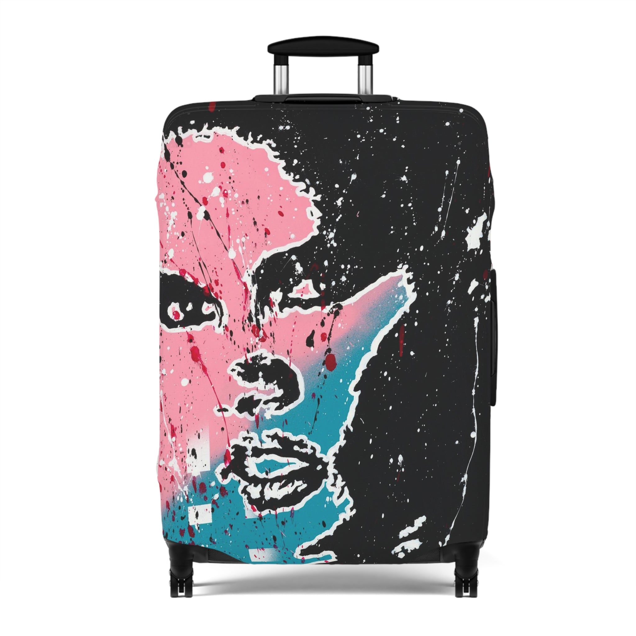 Unbothered Luggage Cover – Pink & Teal Pop Art Travel Protector