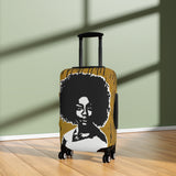 Afro Silhouette Luggage Cover – Bold Retro Black Woman Travel Protector