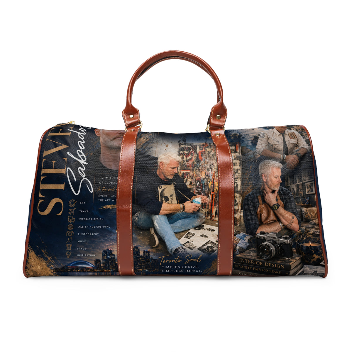 Steve Seabados Travel Duffle Bag — Waterproof Weekender with Photo Collage Design