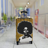Afro Silhouette Luggage Cover – Bold Retro Black Woman Travel Protector