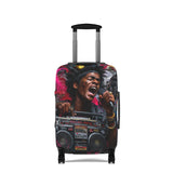 Vibrant Retro Hip-Hop Luggage Cover — Singer with Boombox Design