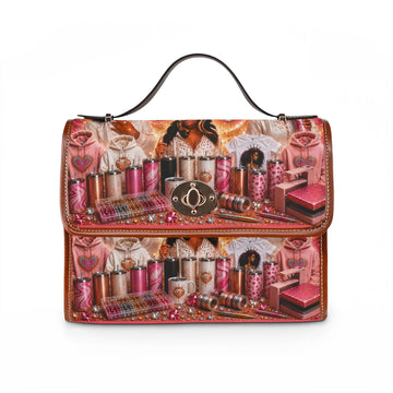 LOVEABLE CREATIONS 123 Cosmetic Glam Canvas Bag — Waterproof Makeup Print Handbag