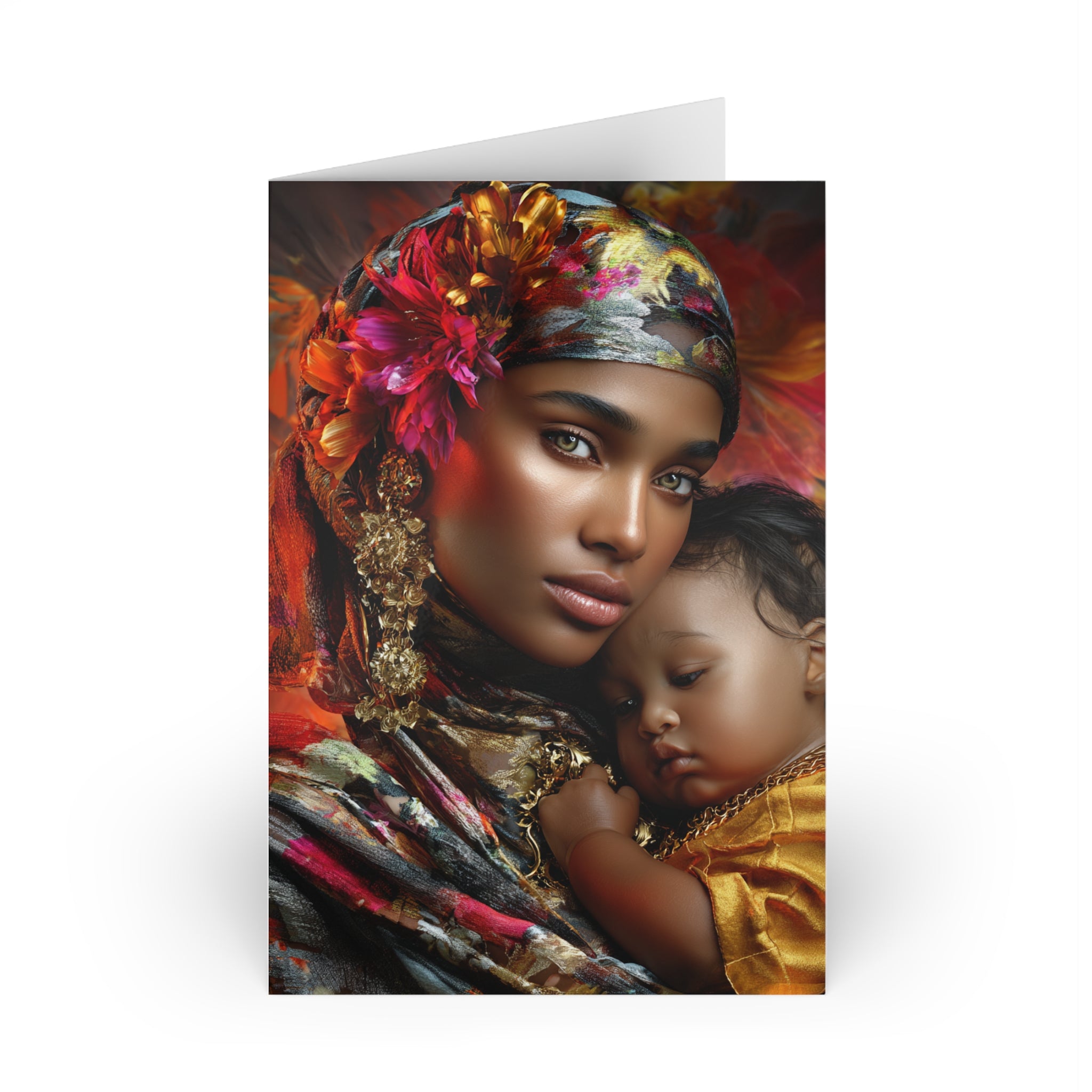Greeting Card — Mother and Child Portrait (Blank Inside)