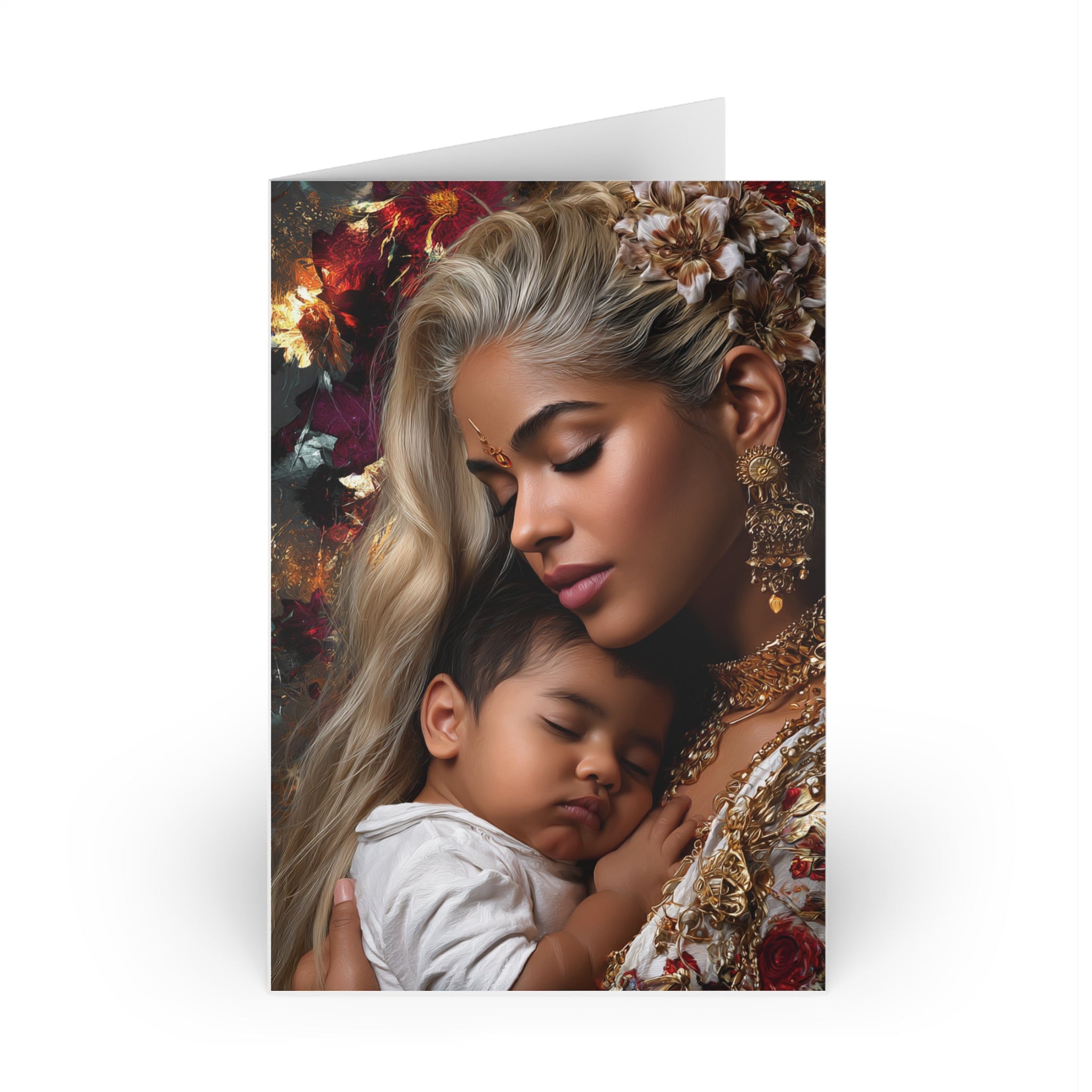 Greeting Card — Mother and Sleeping Baby Art Card (Blank Inside)