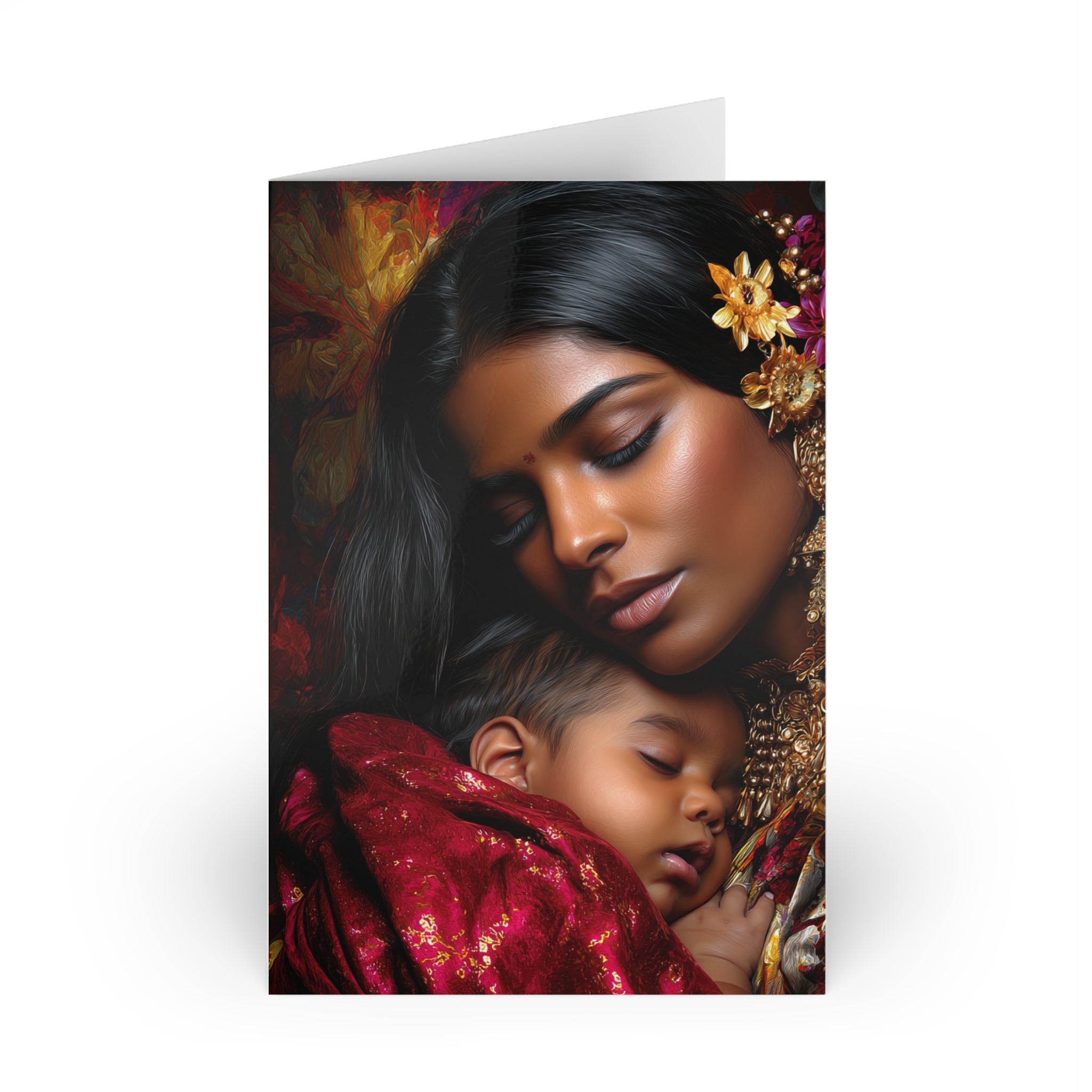 Greeting Card — Mother and Sleeping Baby Art Card (Blank Inside)