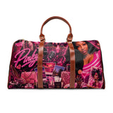 "PINKY" Waterproof Travel Bag - Pink Collage Weekender Duffel with Photo & 'Pinky' Graphic