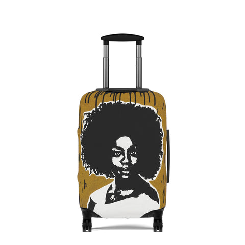 Afro Silhouette Luggage Cover – Bold Retro Black Woman Travel Protector