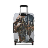 Cityscape Double Exposure Luggage Cover — Artistic Urban Portrait Travel Protector