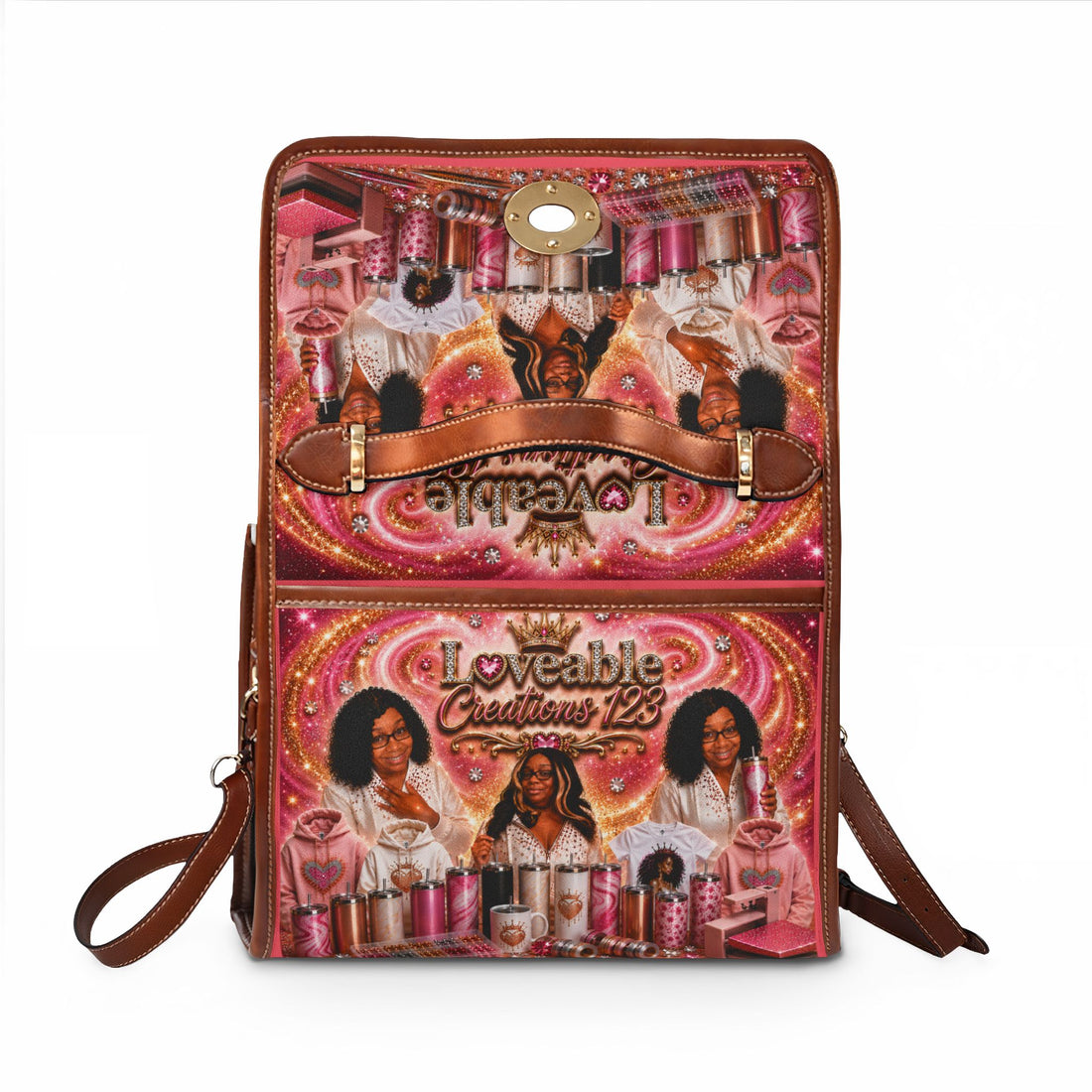 LOVEABLE CREATIONS 123 Cosmetic Glam Canvas Bag — Waterproof Makeup Print Handbag