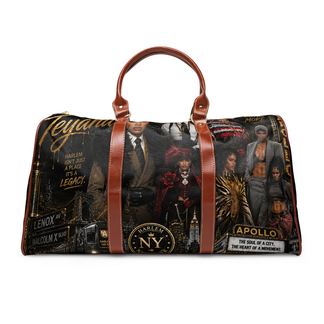 Waterproof Travel Bag - Harlem NY Collage Weekender Duffel