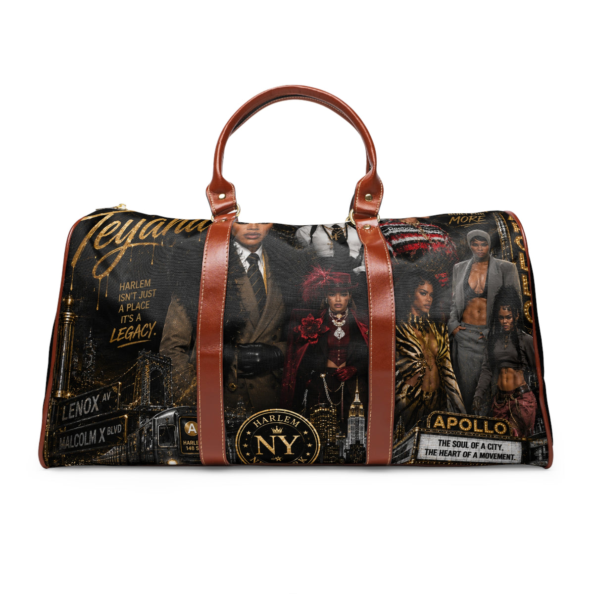 Waterproof Travel Bag - Harlem NY Collage Weekender Duffel
