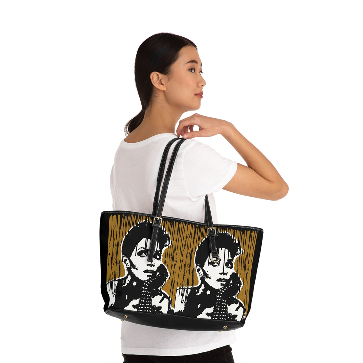 " Halle Berry Gold Series Tribute" PU Leather Shoulder Bag