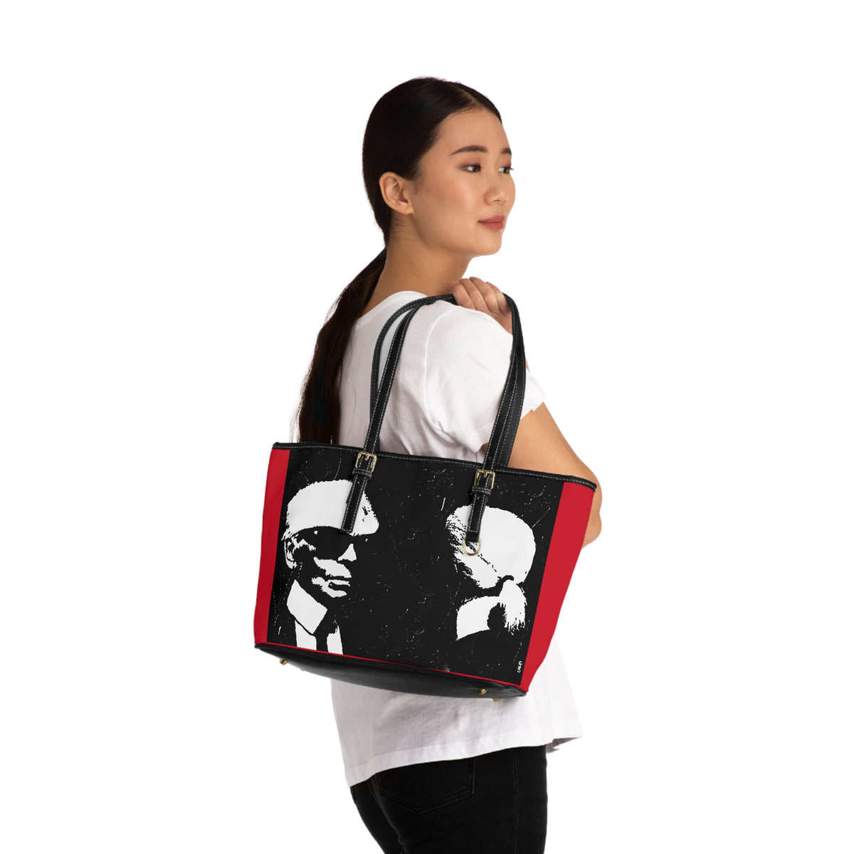 "Label Whore 2-Karl Lagerfeld"  PU Leather Shoulder Bag