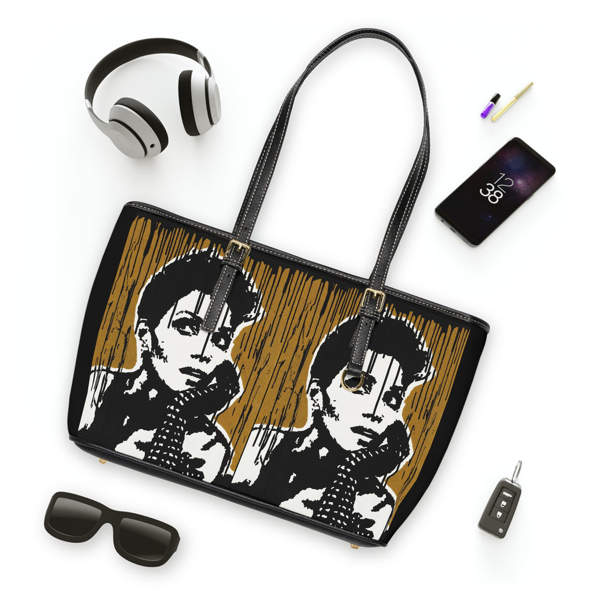 " Halle Berry Gold Series Tribute" PU Leather Shoulder Bag