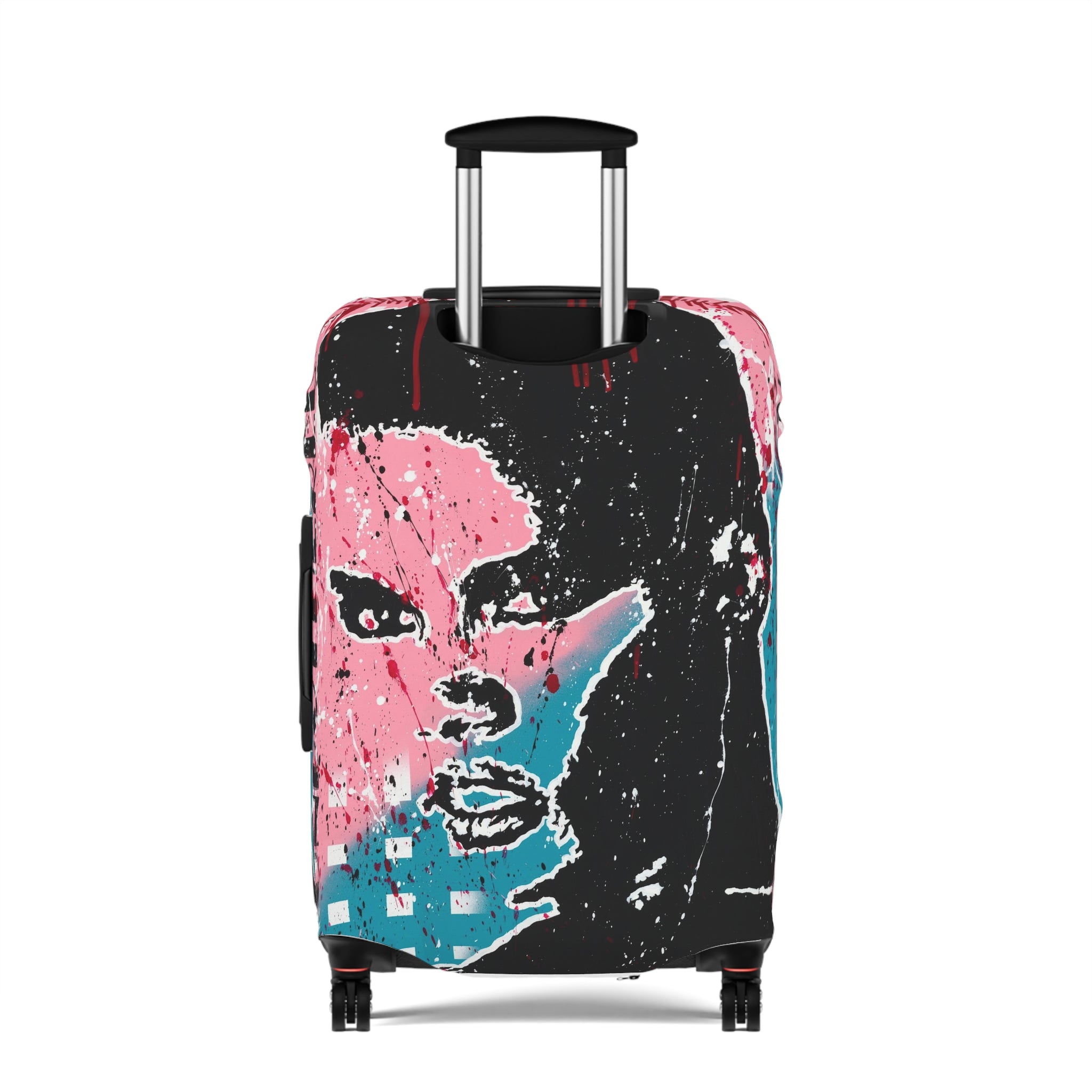 Unbothered Luggage Cover – Pink & Teal Pop Art Travel Protector