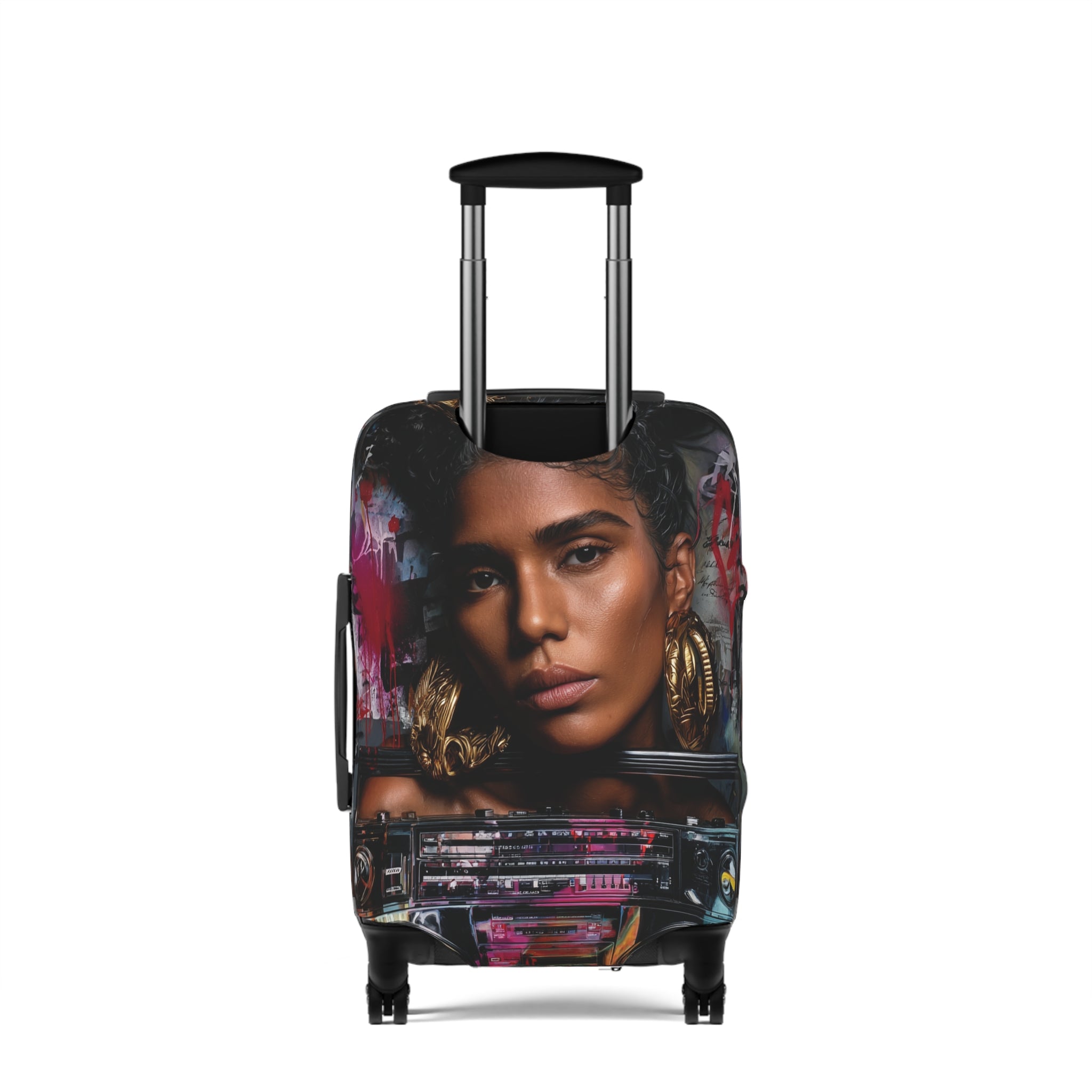 Portrait Art Luggage Cover — Bold Woman Face Travel Protector