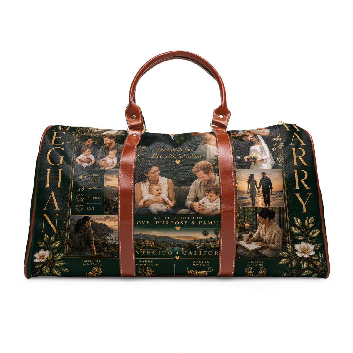 Personalized Royal Family Photo Waterproof Travel Bag — Custom Collage Duffel