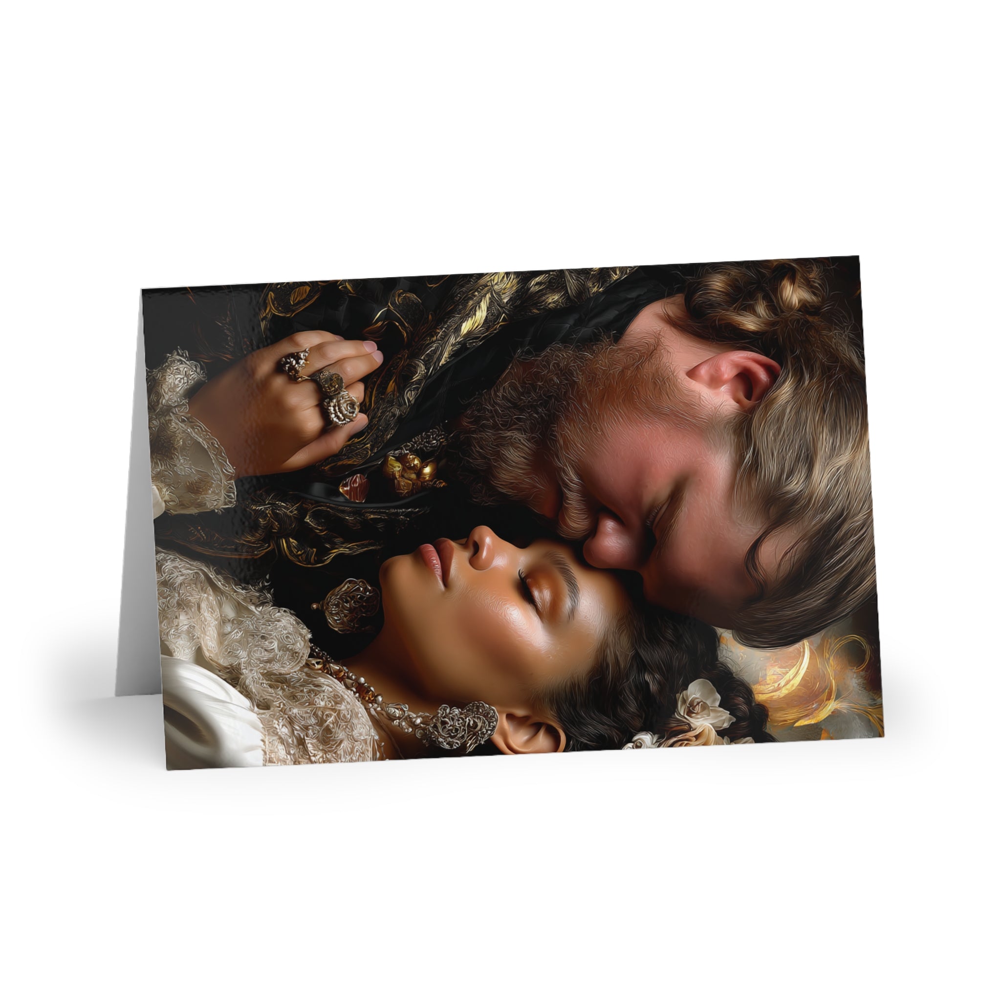 Romantic Portrait Greeting Card — Intimate Couple Art Card (Single or 10-Pack)