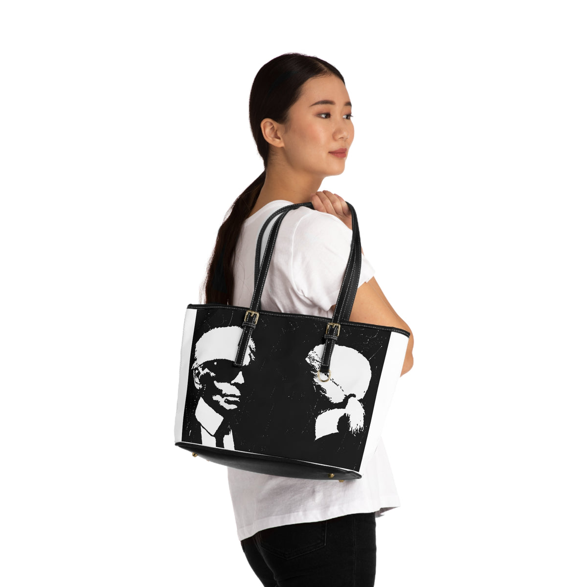 "Label Whore Karl Lagerfeld Tribute" PU Leather Shoulder Bag