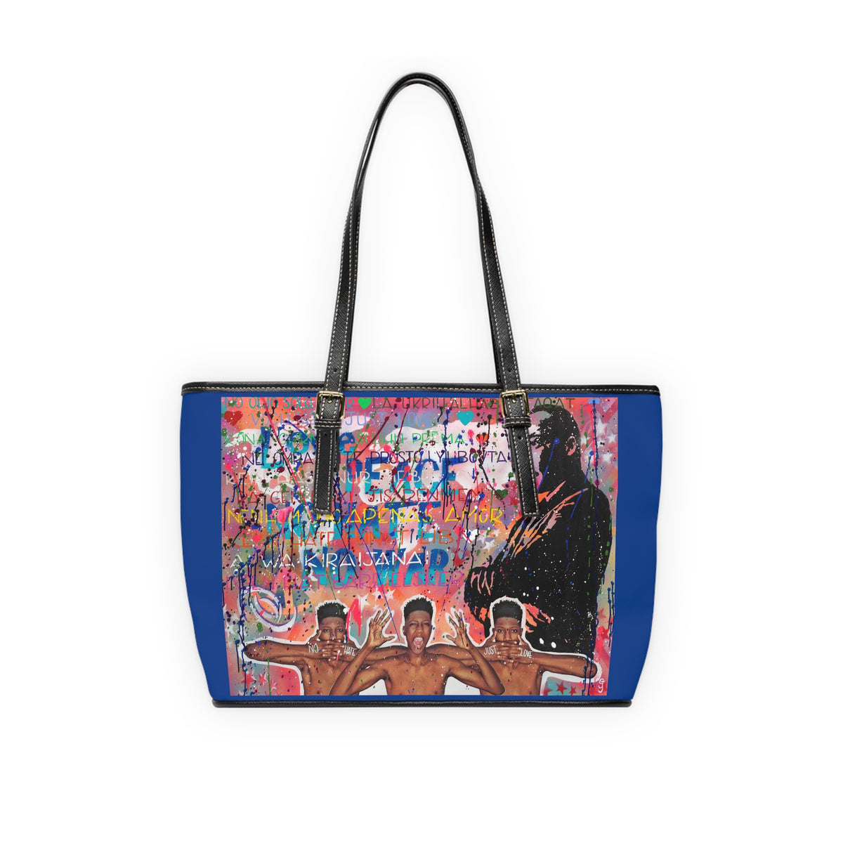 "No Hate Just Love" PU Leather Shoulder Bag