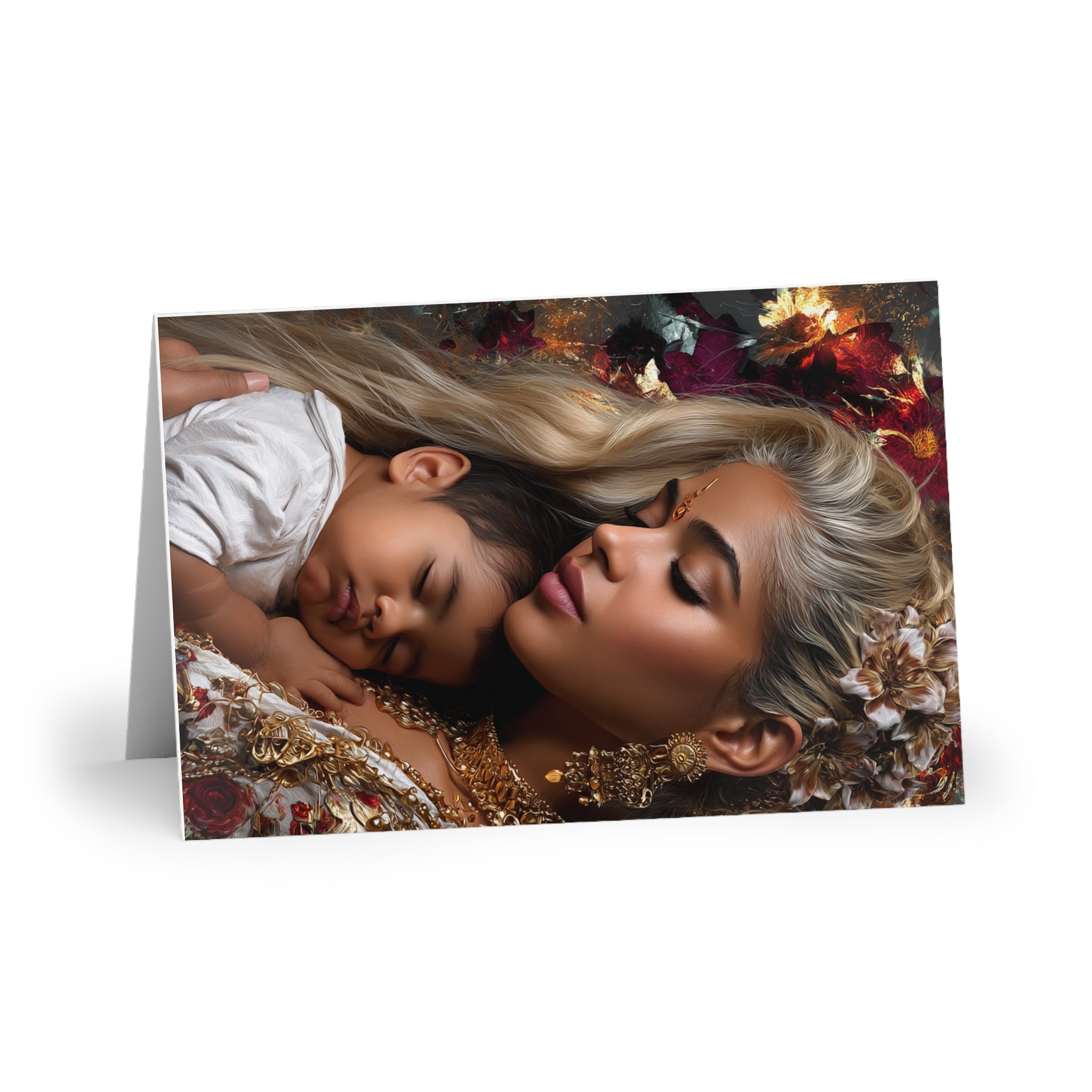 Greeting Card — Mother and Sleeping Baby Art Card (Blank Inside)