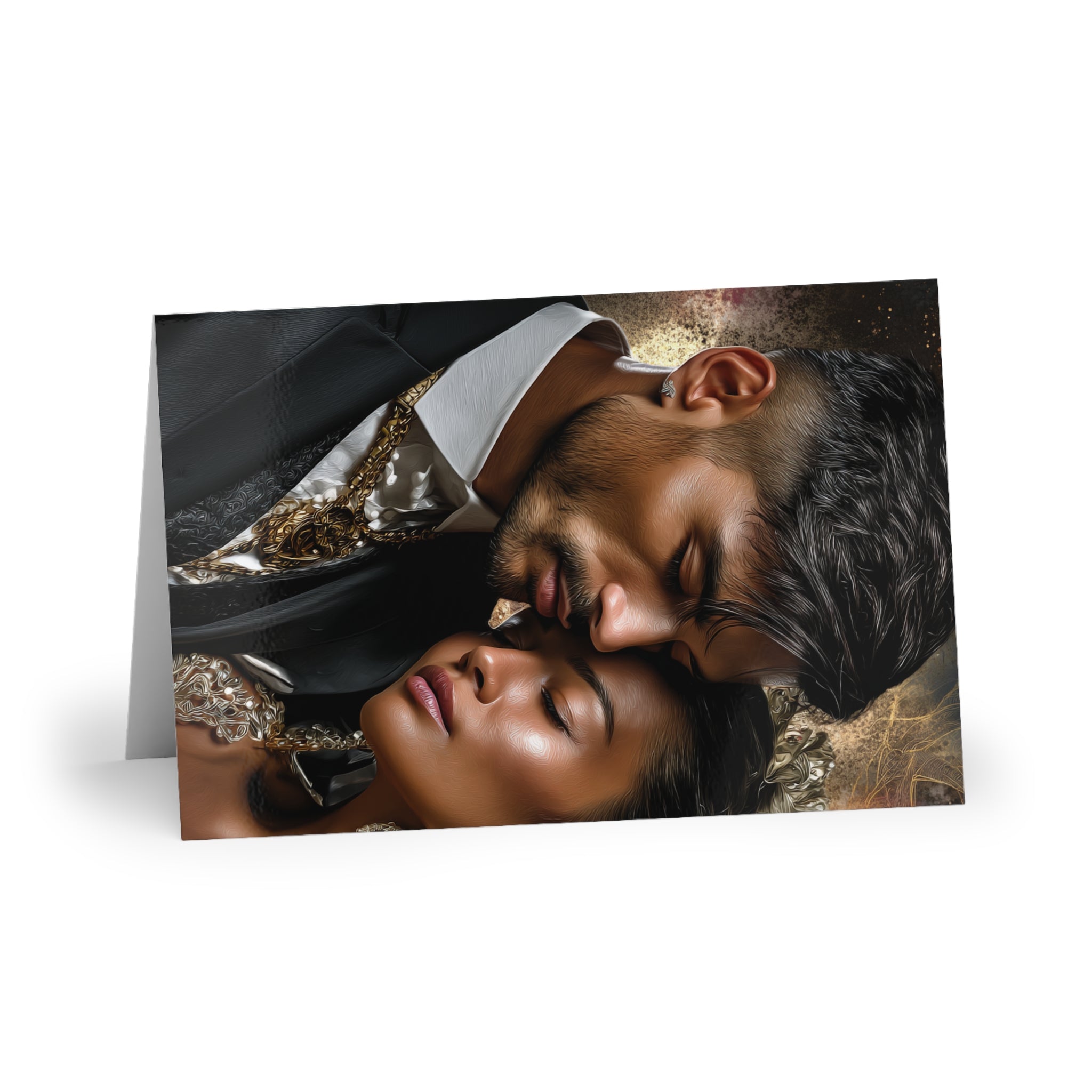 Romantic Luxe Greeting Card — Intimate Couple Portrait (Blank Inside)