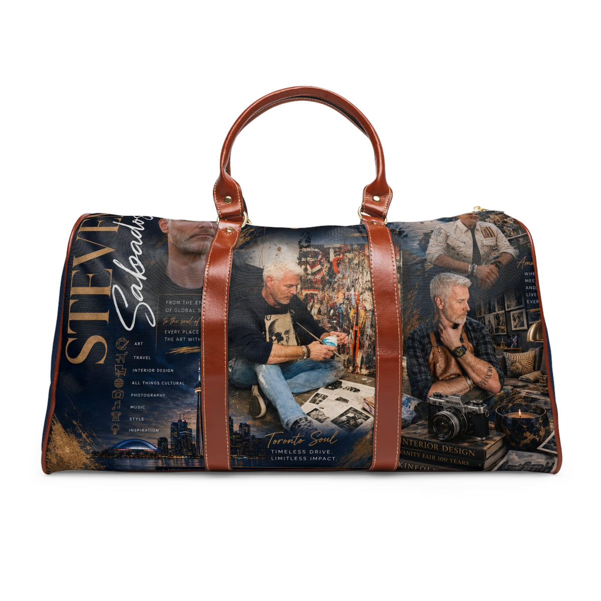 Steve Seabados Travel Duffle Bag — Waterproof Weekender with Photo Collage Design