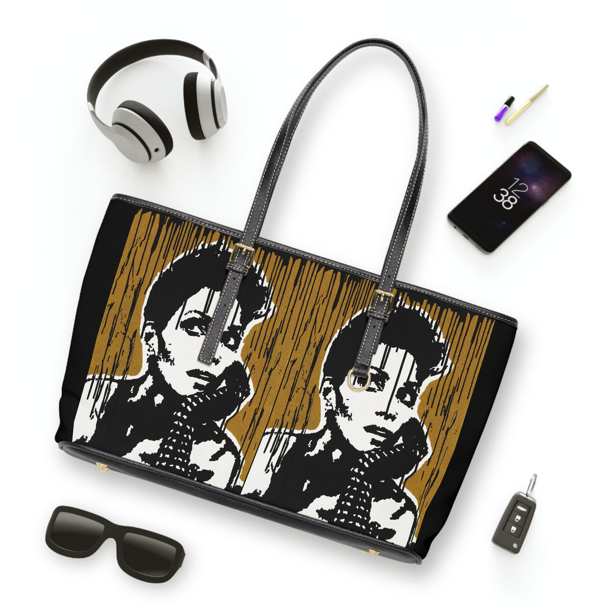 " Halle Berry Gold Series Tribute" PU Leather Shoulder Bag